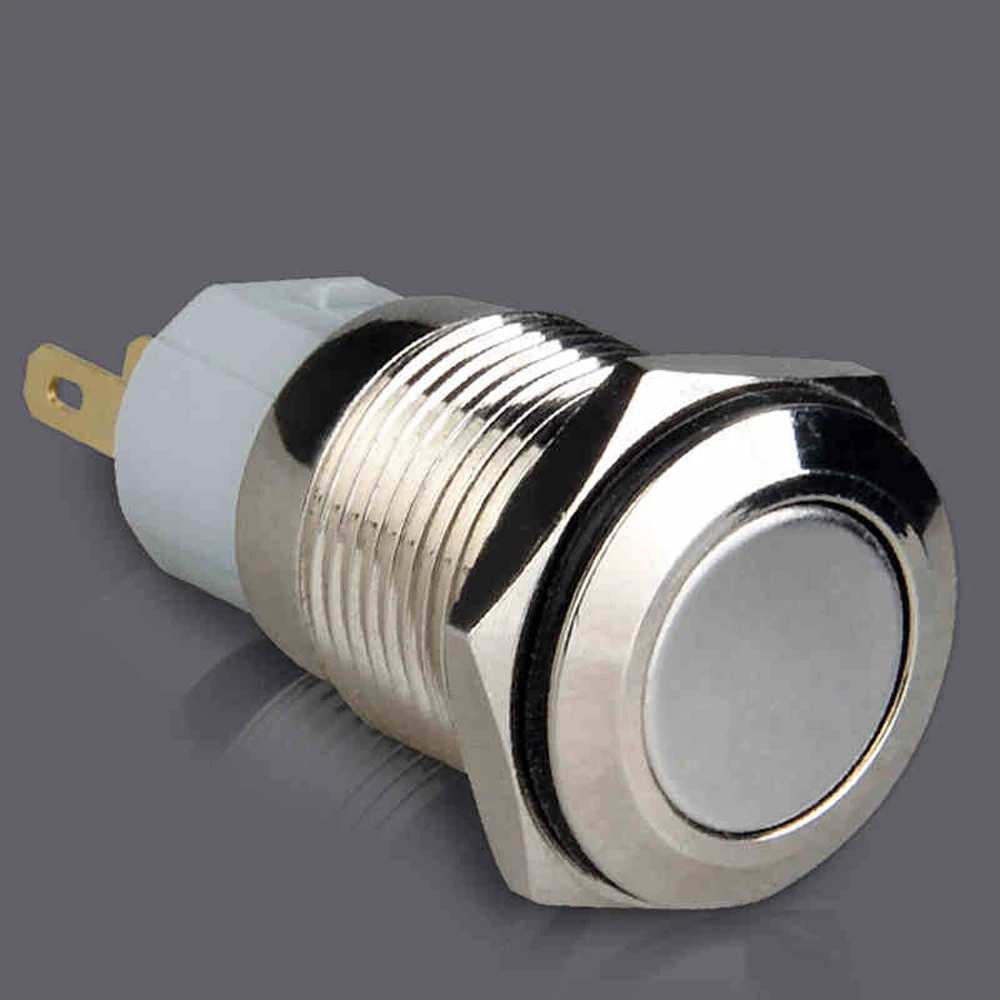 5PCS Self-Reset normally open waterproof press the point move 16mm flat head metal button switch | Обустройство дома