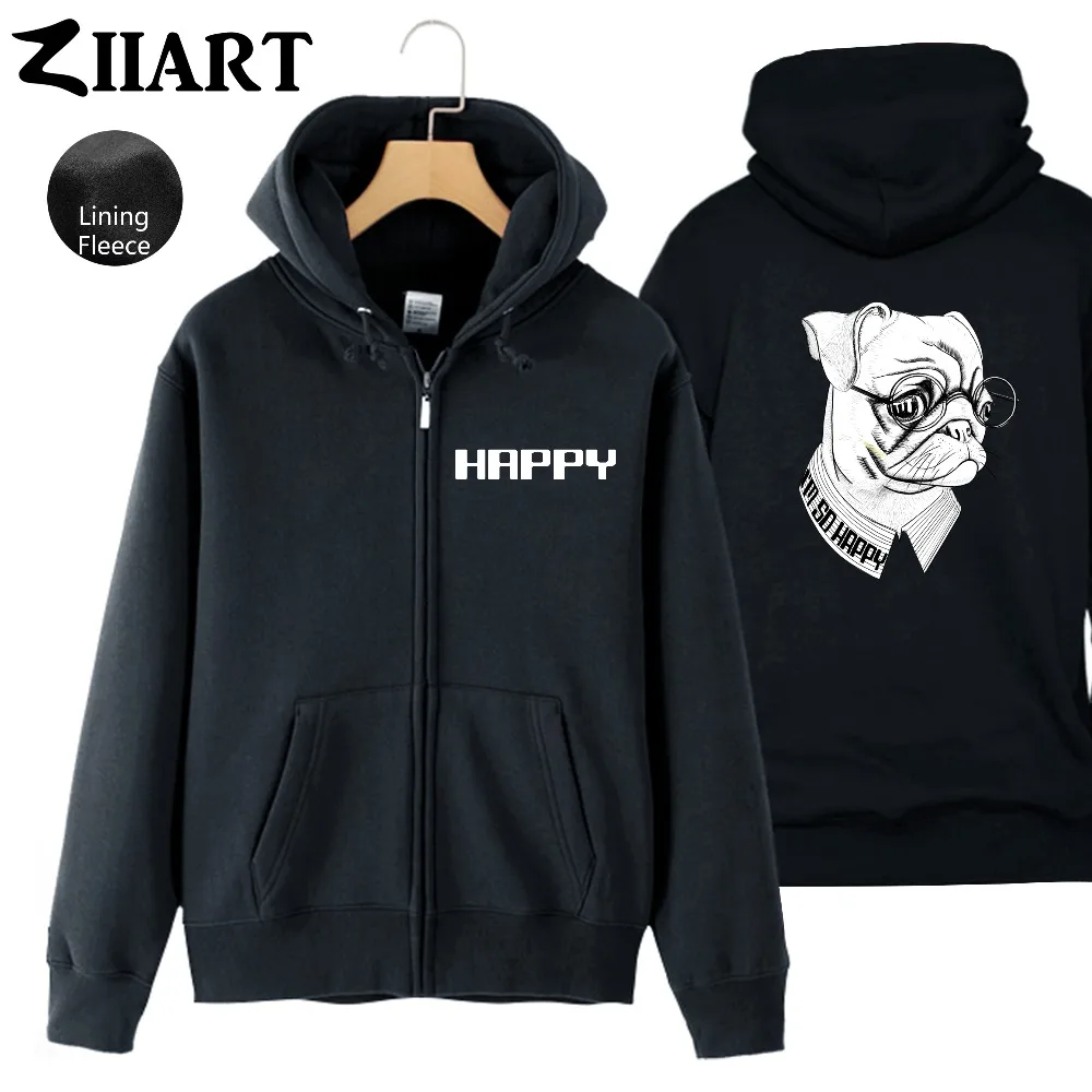 I'm So Happy Pet Dog Bulldog очки полосатая рубашка для девочек Женская флисовая толстовка