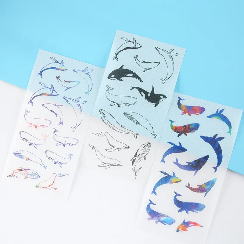

6Sheets/Set Colorful Sea Animals Decoration Scrapbooking Stickers Transparent PVC Stationery Planner Stickers