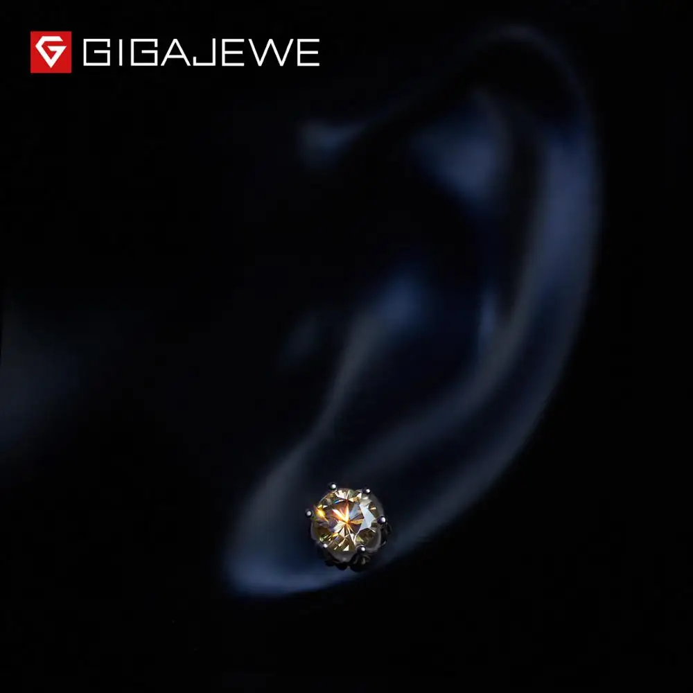 GIGAJEWE всего 1.2ct шампанское Алмазный тест прошел Moissanite Специальные Серьги