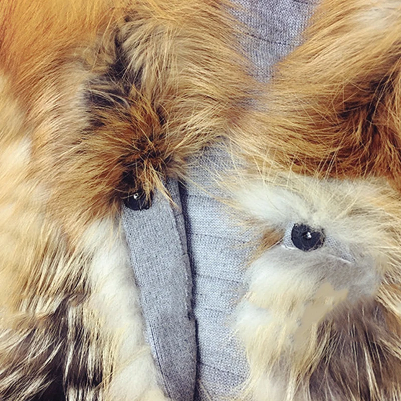 LVCHI 2019 Winter 5 Color Genuine Fur Women's Real Fur Coats Women With Fox Collar Pocket Covered Button Full Sleeve Fox Coat