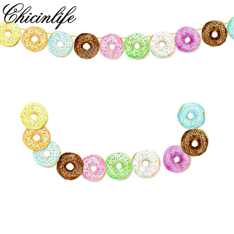 

Chicinlife 10Pcs Donut Garland happy birthday Bunting Banner Summer Candy party supplies baby shower Photo Booth Props Decora