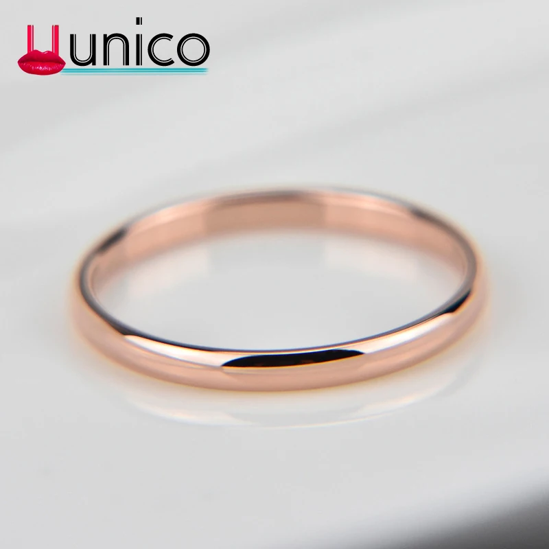 UUNICO ( 2 MM ) 2018 Promotion Titanium Steel Rose Gold Color Anti-allergy Smooth Couple Wedding Ring Woman Man Fashion Jewelry. | Украшения