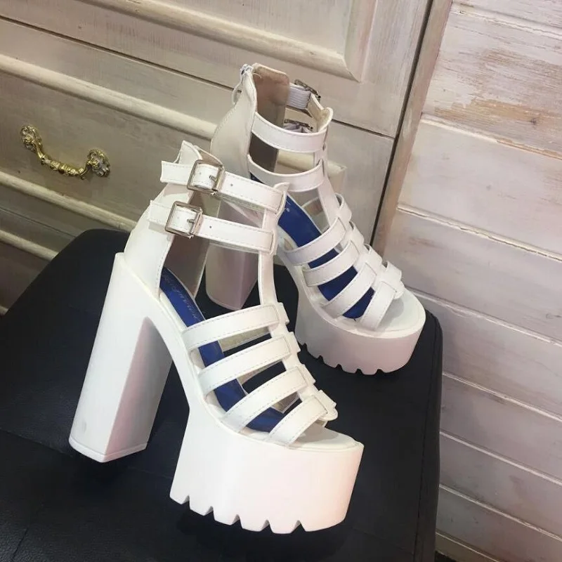 Women Sandals High Heels New Summer Fashion Buckle Female Gladiator Platform Shoes Woman Black | Обувь
