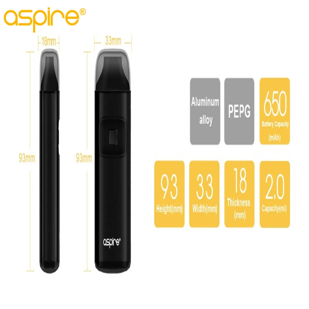 2 шт./лот оригинальный комплект Aspire Breeze Все в одном мл 650 мАч встроенный