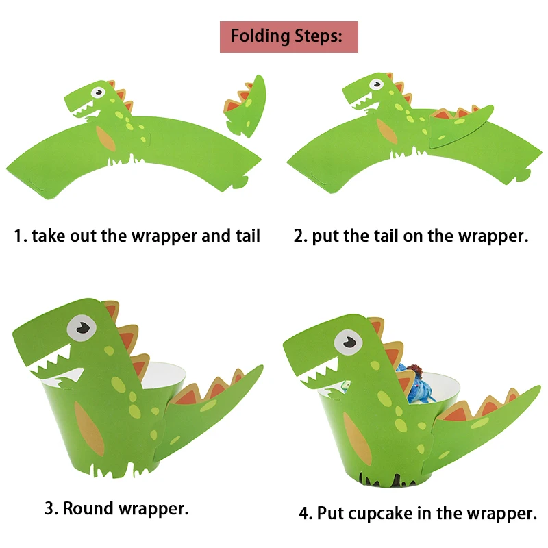 

New Arrival 12pcs Cartoon Dinosaur Cupcake Wrapper Paper Birthday Party Supplies Kids Baby Shower Cake Decoration Supplies Dino