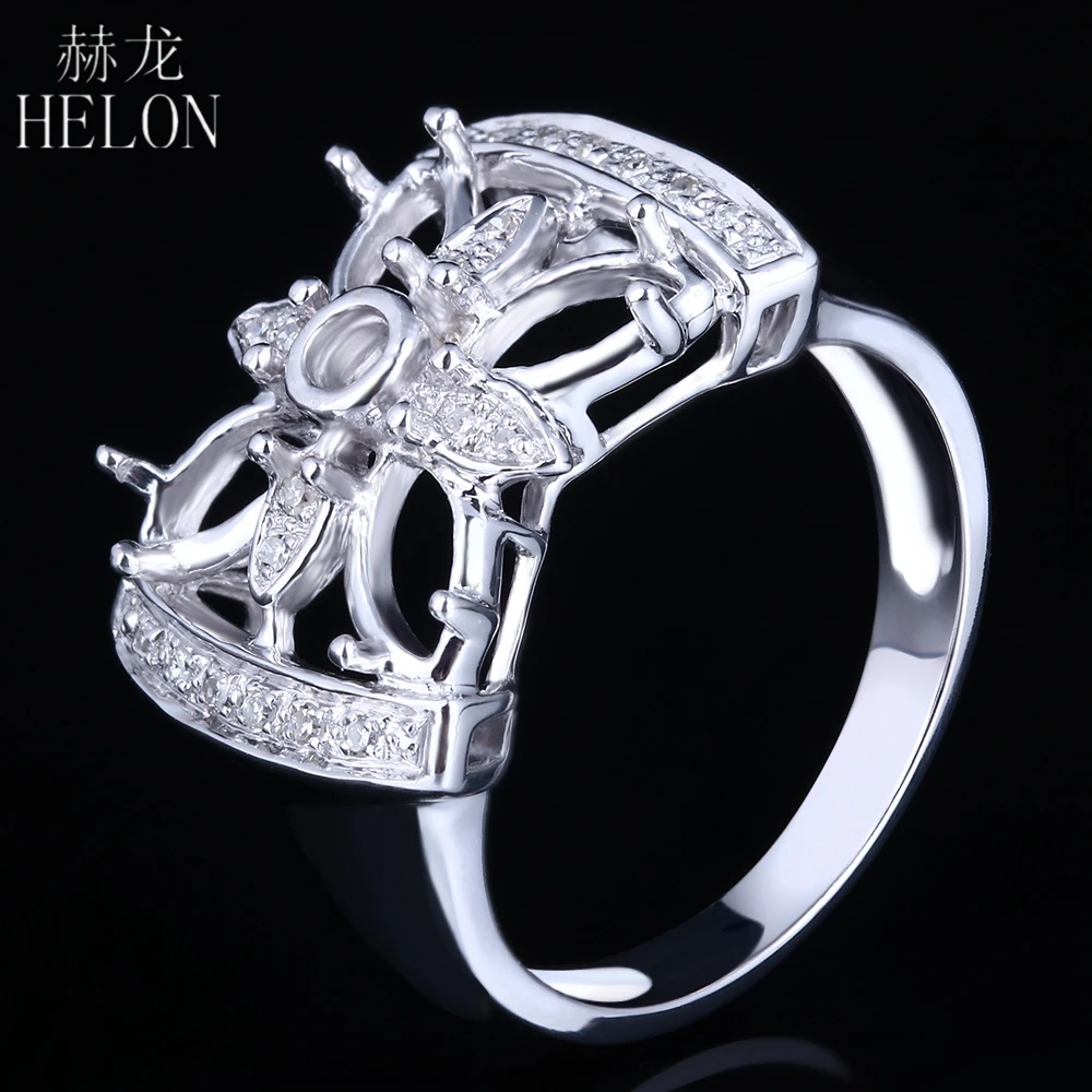 HELON Solid 14 K белое золото 2 мм Круглый 6x4 мм Огранка маркиз полу крепление бриллианты кольцо изысканный уникальный модный ювелирные изделия
