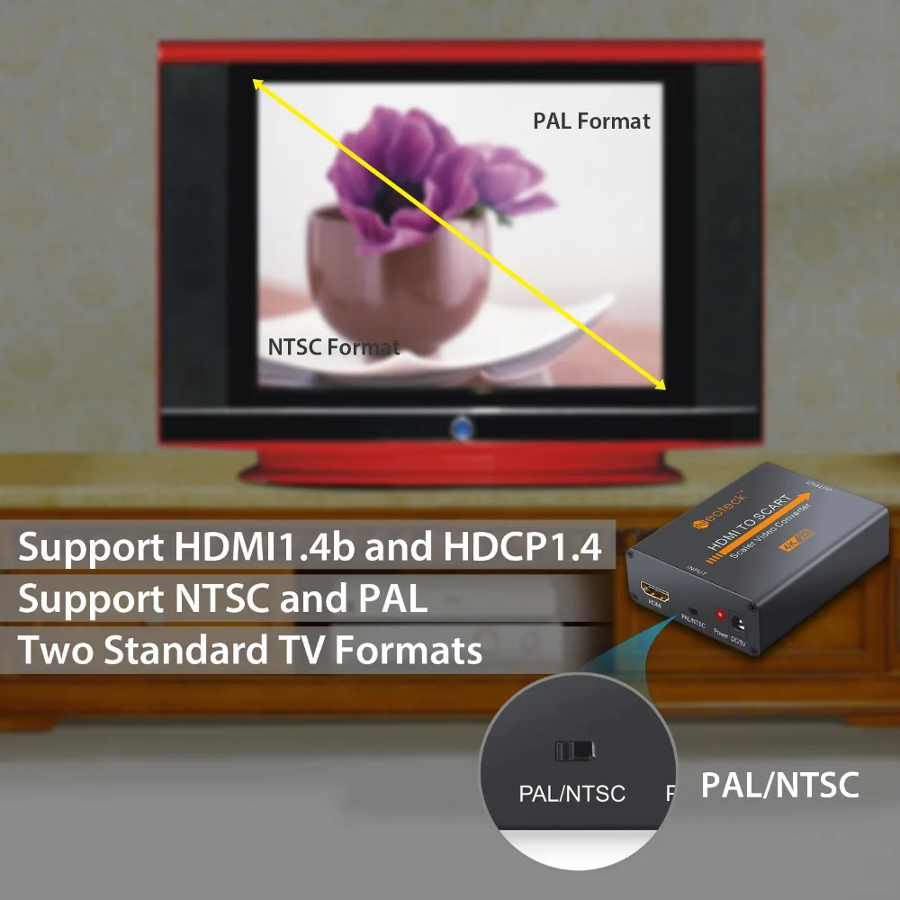 ESYNiC Mini 4 K x 2 1.4b HDMI конвертер/переходник в scart DC 5 В/1A адаптер питания Поддержка NTSC PAL