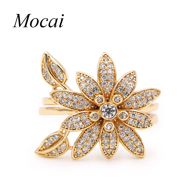 Женское кольцо с большим цветком Mocai рождественское из розового золота