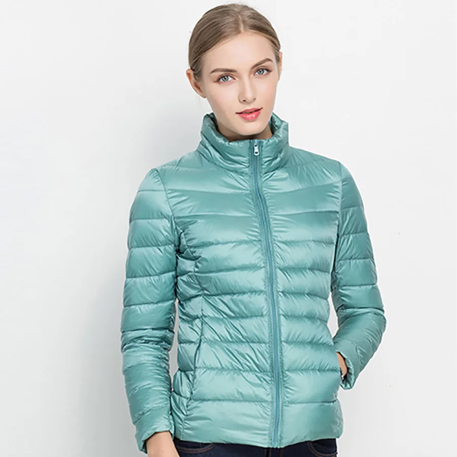 

Autumn Winter Women Ultra Light Down Jacket White Duck Down Jackets Long Sleeve Warm Coat Short Parkas Female Spring Outwear