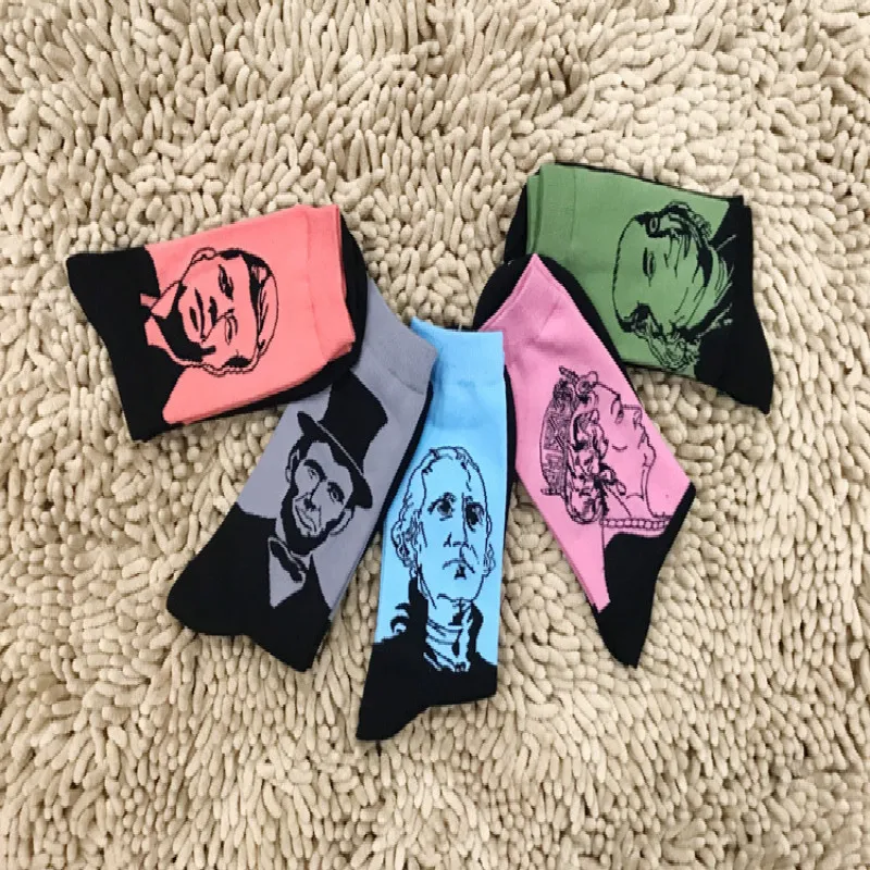 Новые мужские хлопковые носки с принтом знаменитостей Харадзюку дизайн Sox Calcetine