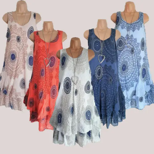 Женское платье без рукавов Boho летнее повседневное комфортное с естественным