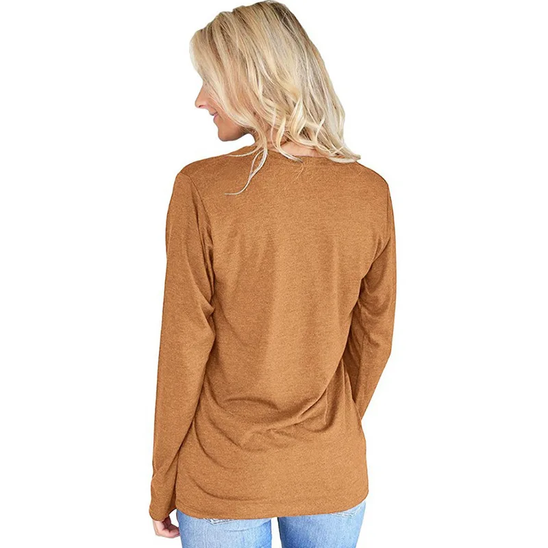 

Newly 1pc Women Autumn T-shirts Long Sleeves Round Neck Letter Printed Pullover Female Tops m99