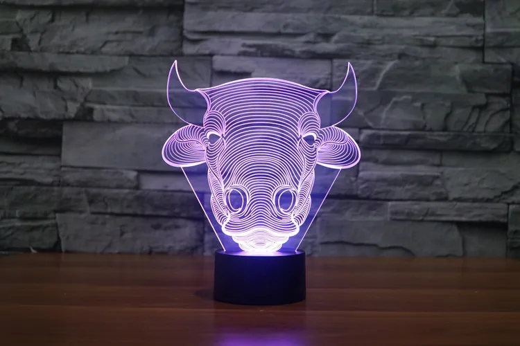 Bull настольная лампа 7 цветов Изменение Настольная 3d Новинка Led оригинальная