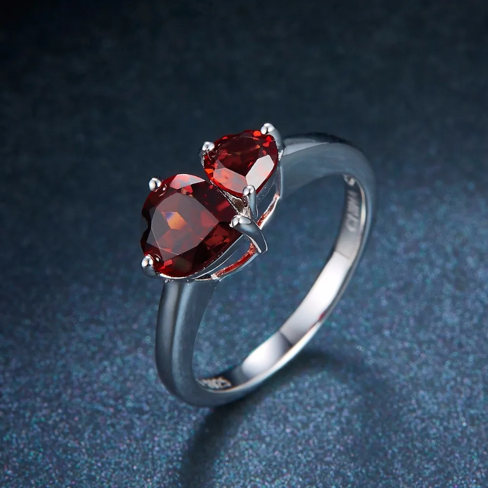 Hutang наборы свадебных ювелирных изделий из твердого 925 пробы серебра 6.1ct натуральный драгоценный камень гранат сердце кулон серьги кольцо прекрасный модный подарок