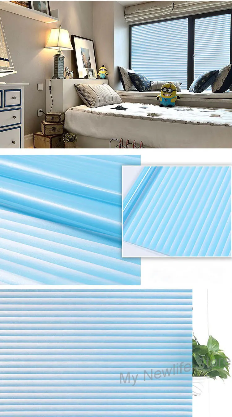 Privacy Window flim Sticker Blue imitation blinds Glass Frosted Opaque Bathroom Balcony Sliding Door home decor 80*200cm | Дом и сад
