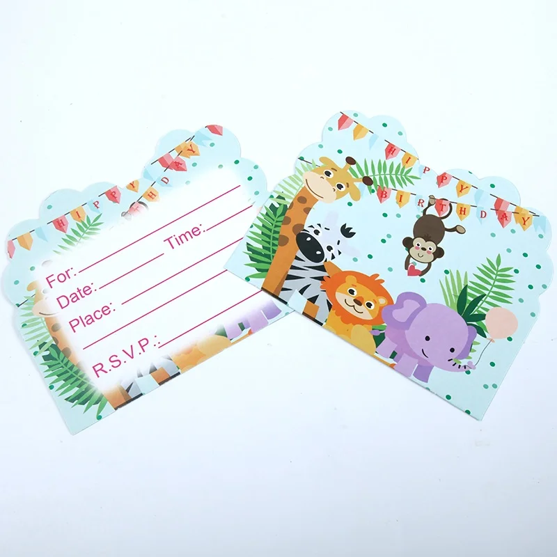 10pcs Animal 12 шт. Пригласительные открытки+ конверт Дисней Минни Маус вечерние украшения Пригласительные открытки Детские принадлежности для дня рождения - Цвет: 10pcs Animal