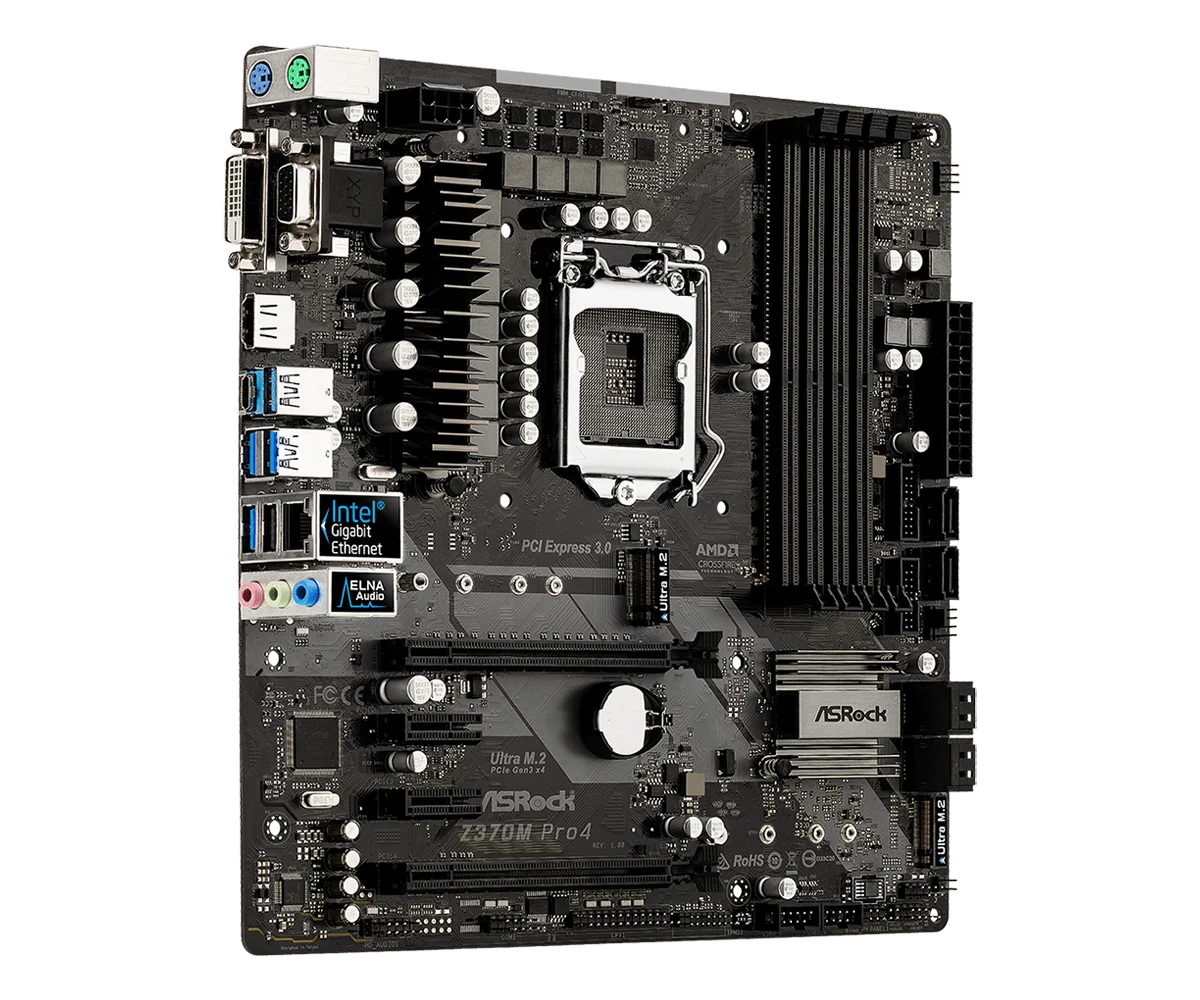 Материнская плата ASROCK Z370M PRO4 8 го поколения поддержка Micro ATX DDR4 8600K|Материнские