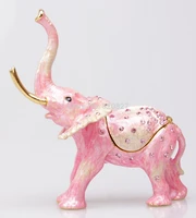 antiques for home elephant statue decoration elephant trinket box metal retro pink elephant ring box