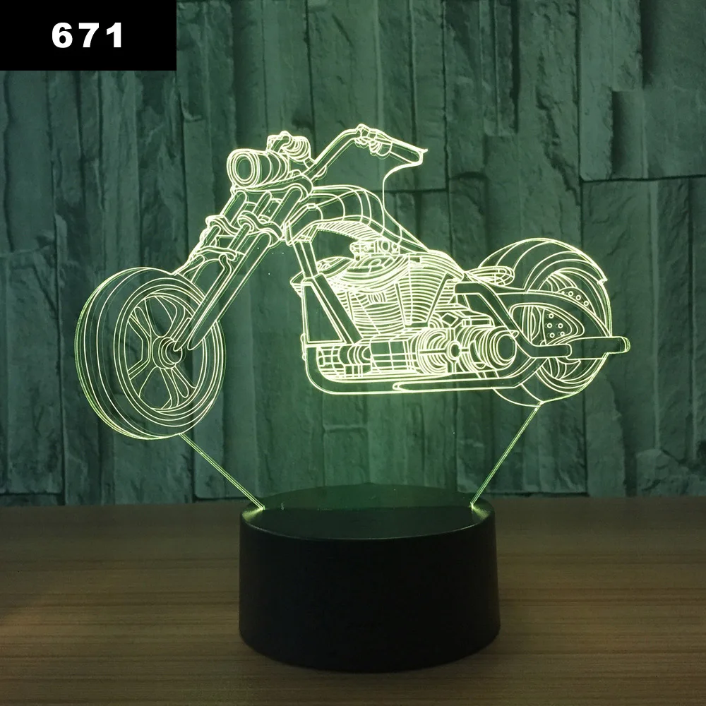 Светодиодный ночник для мотоциклов иллюзия 3D изменение цвета RGB USB/батарея