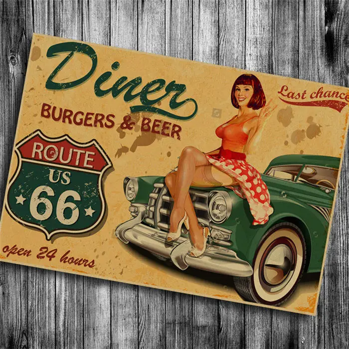 Сексуальная леди мотоцикл Route 66 фильм винтажный настенный плакат крафт-бумага плакаты бар/кафе стикер стены краски искусство Декор 42x30 см - Цвет: NTU42