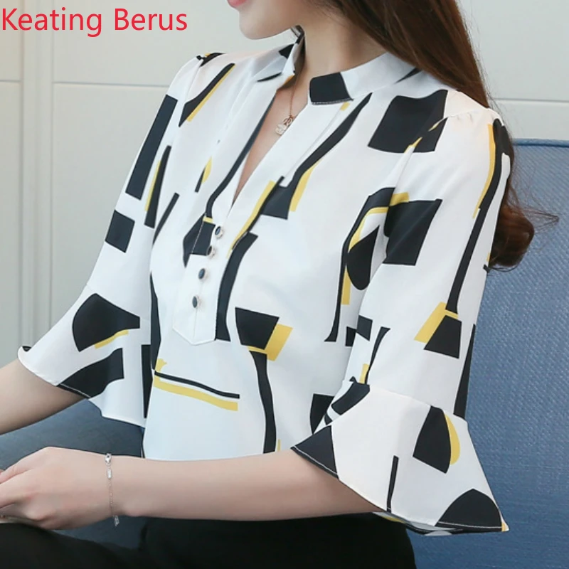 Keatingberus Новое поступление модные женские топы с коротким рукавом принтом Женская