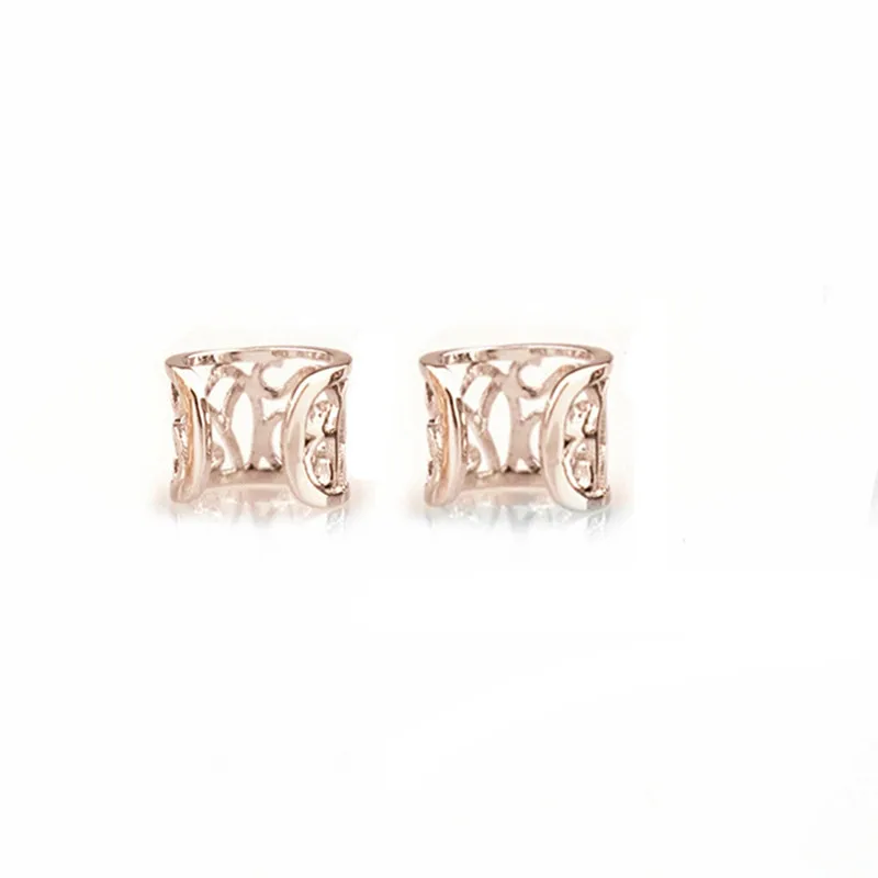 rose gold 1 шт. винтажные античные серьги-каффы в стиле панк с маленькими цветами, полые амулет зажим, серьги без пирсинга, массивные украшения - Окраска металла: rose gold