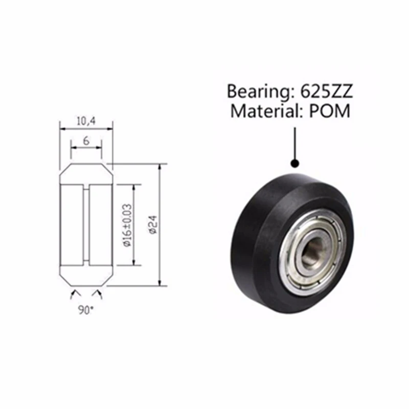 POM 625ZZ CNC роликовый подшипник для колес 3D части принтера круглый шкив подшипника