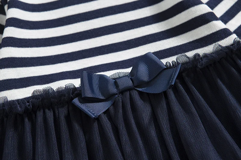 

2019 Spring Autumn Baby Girl Dress Striped Cotton Mesh Patchwork Princess Girl Dress Long Sleeve Toddler Kids Dresses for Girls