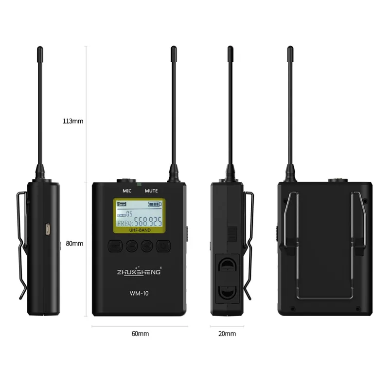 ZhuoSheng WM10 клип интервью беспроводной микрофон UHF видео камера | Электроника