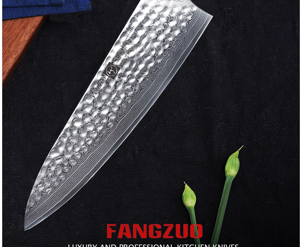 FANGZUO нож шеф-повара из нержавеющей стали с ручкой сандалового дерева VG10 японский 67 слой Дамасские Ножи шеф-повара Кливер кухонный нож для приготовления пищи
