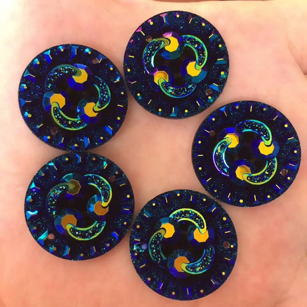 Новые 6 шт AB смолы 25 мм круглый 3d веревка Flatback горный хрусталь свадьба 2 отверстия