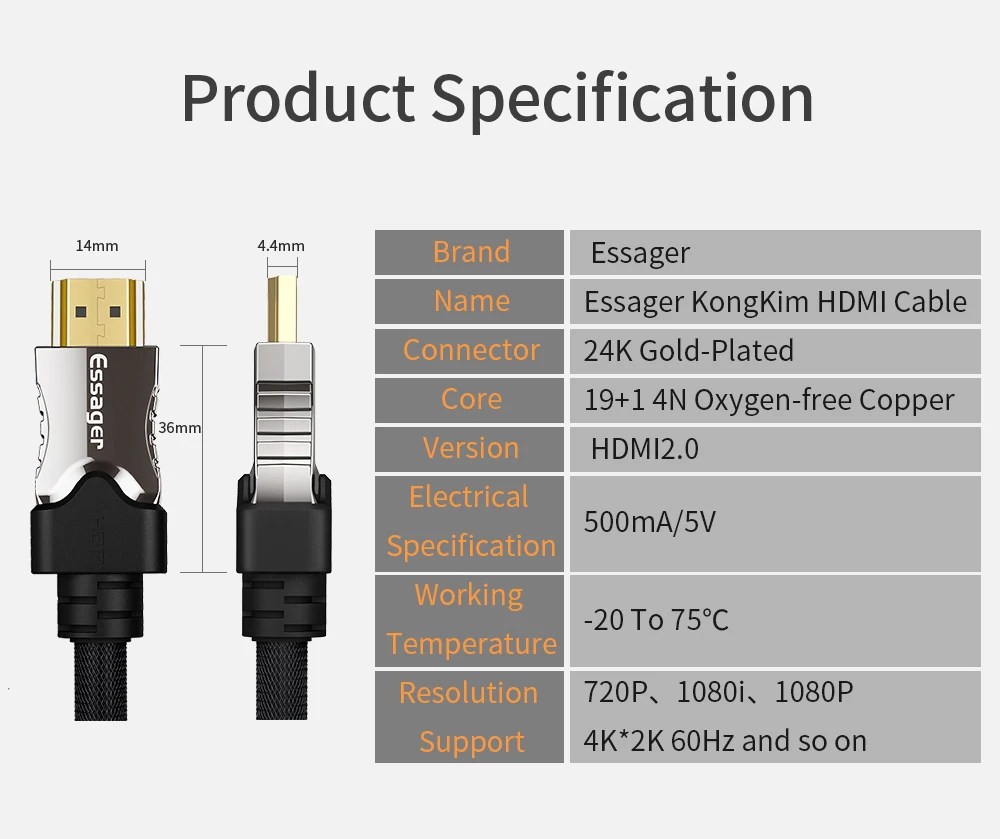 Essager HDMI кабель папа-папа HDMI 2,0 4K удлинитель Кабель для сплиттера Switcher адаптер PS4 HD tv ноутбук компьютер 3 м 5 м 10 м 15 м