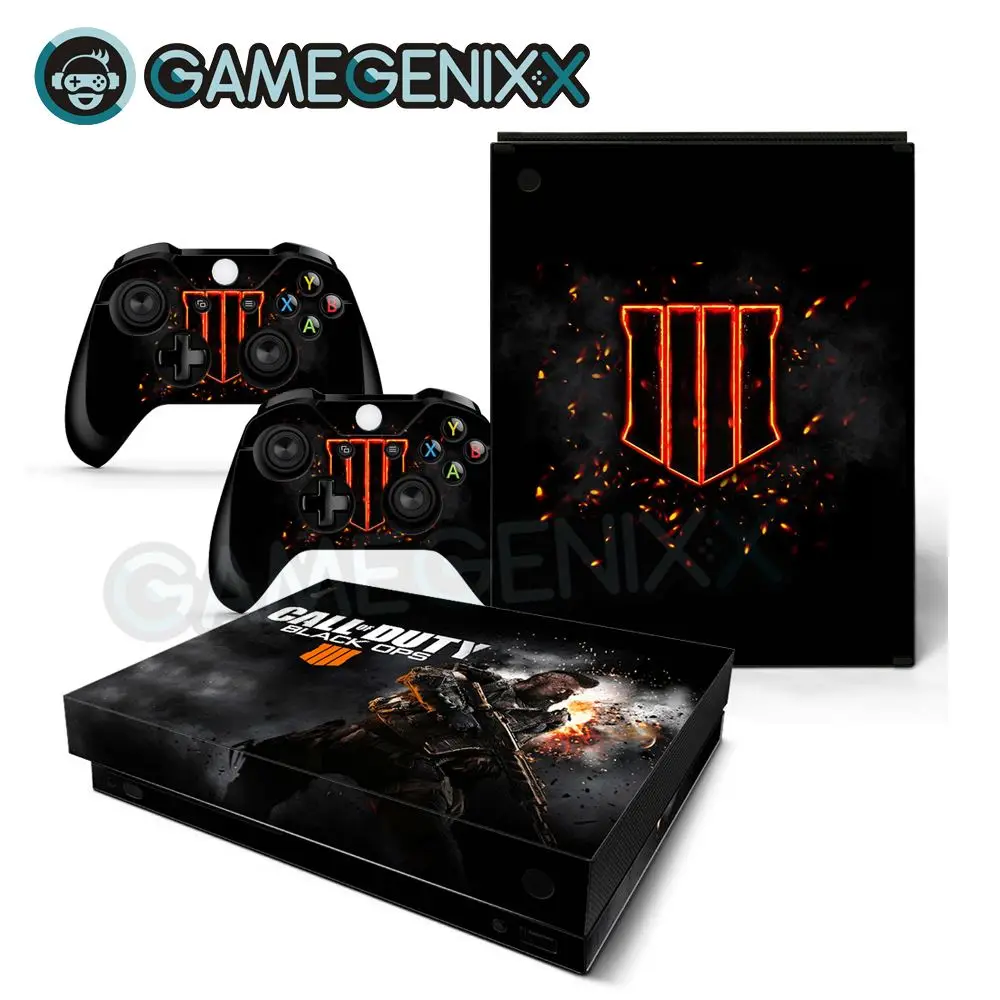 Виниловая наклейка на кожу GAMEGENIXX для консоли Xbox One X и 2 контроллера черный режим