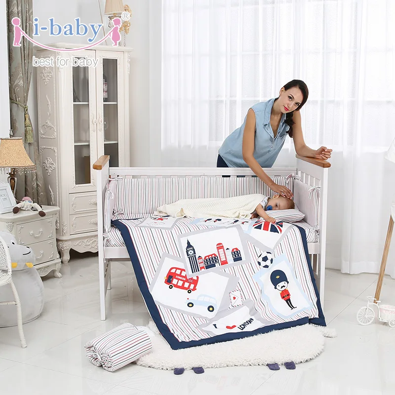 Комплект постельного белья i baby из 9 предметов для детской кроватки хлопковая