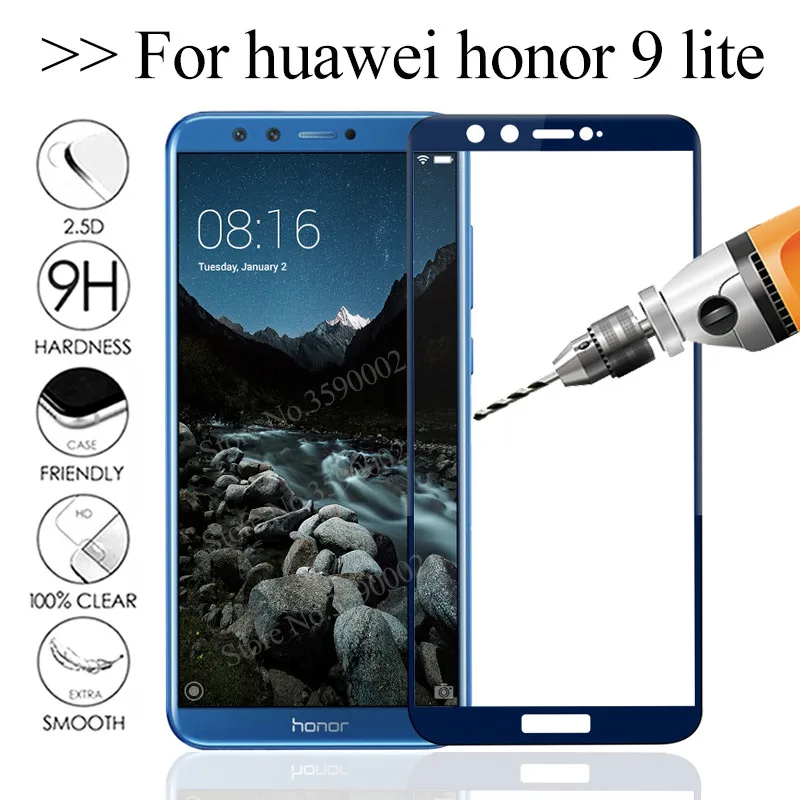 Защитное 3D стекло honor 9 lite для huawei закаленное на hono экрана|Защитные стёкла и плёнки