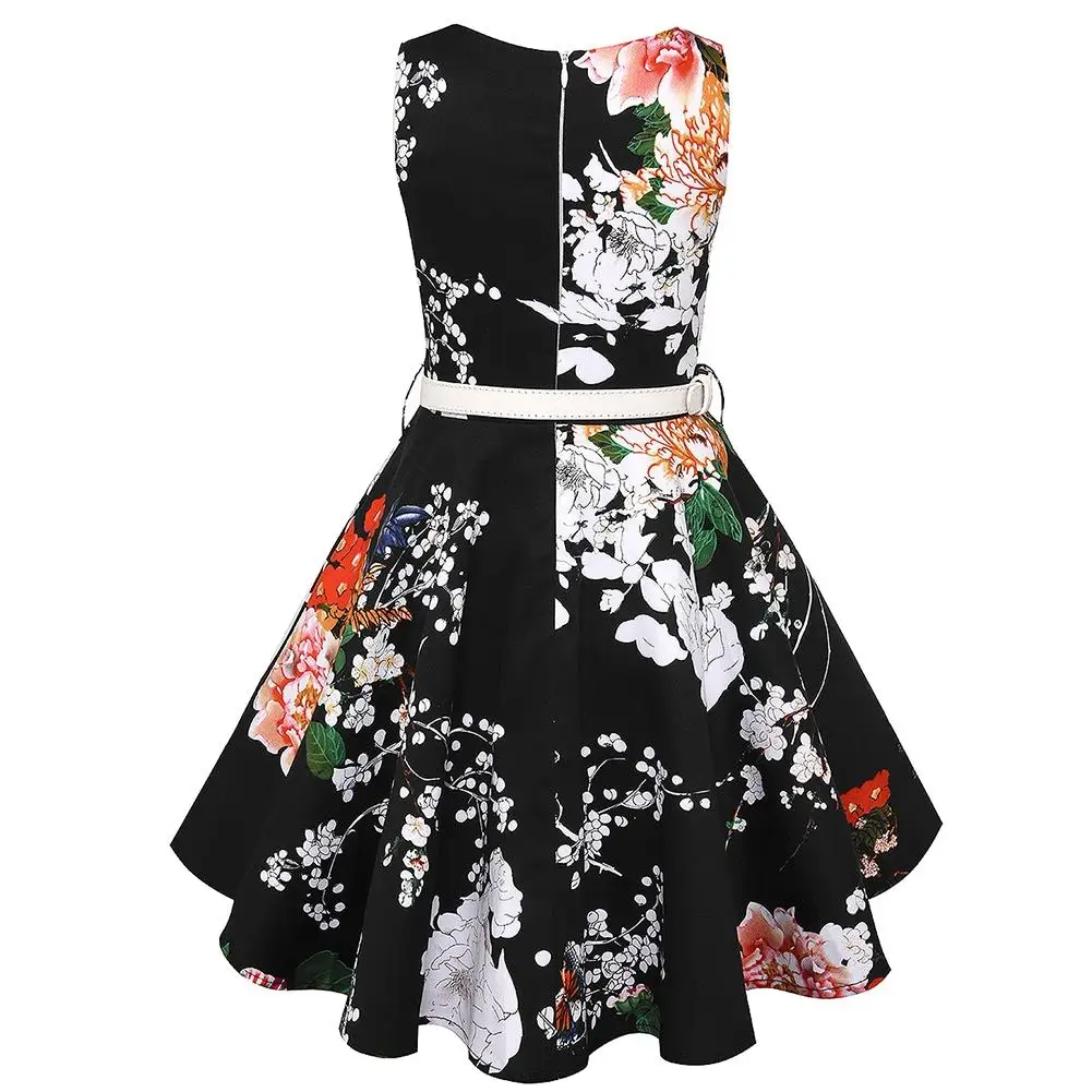 Kidlove Girls Fresh Style Floral Pattern Princess Dress Fashion Vintage Sleeveless Round Neck Fluffy Party Clothes ZK30 | Детская одежда