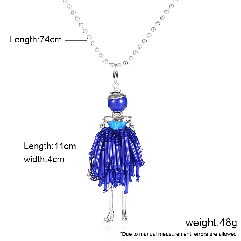 

WNGMNGL 1 New Women Doll Cute Black Long Necklaces & Pendant Hot Bead Dress Baby Girls Necklace Brand Fashion Dtatement Jewelry