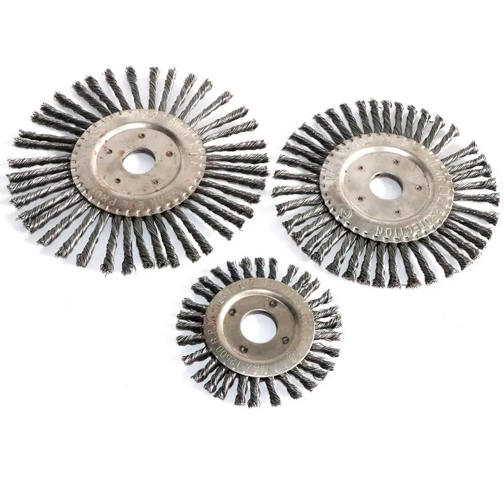 Колесная щетка из скрученной стали, 4 дюйма, 5 дюймов, 6 дюймов, 7 дюймов, для болгарки