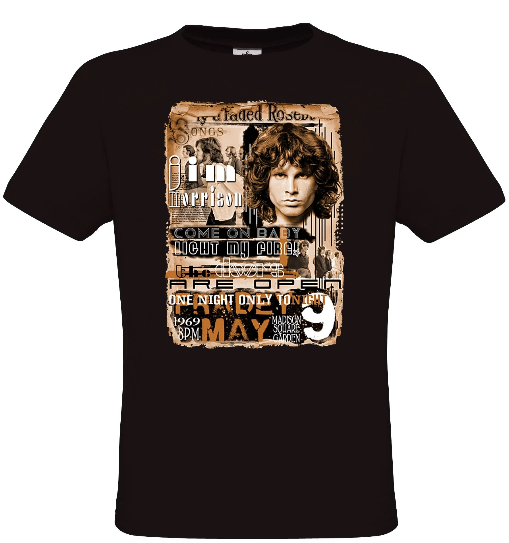 Ethno Designs Fan - The Doors Light My Fire Mens Music Band T-Shirt Streetwear Fashion Style Regular Fit | Мужская одежда
