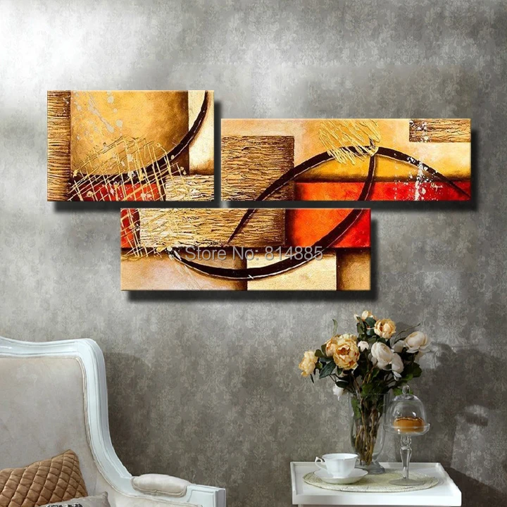 3 панели современный американский стиль искусство Толстая Текстура абстрактная