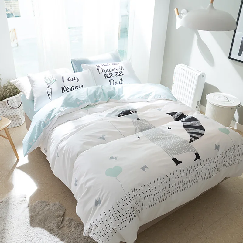 Комплект постельного белья с принтом Лиса или Медведь 100% хлопок|duvet bed set|cover duvetbed