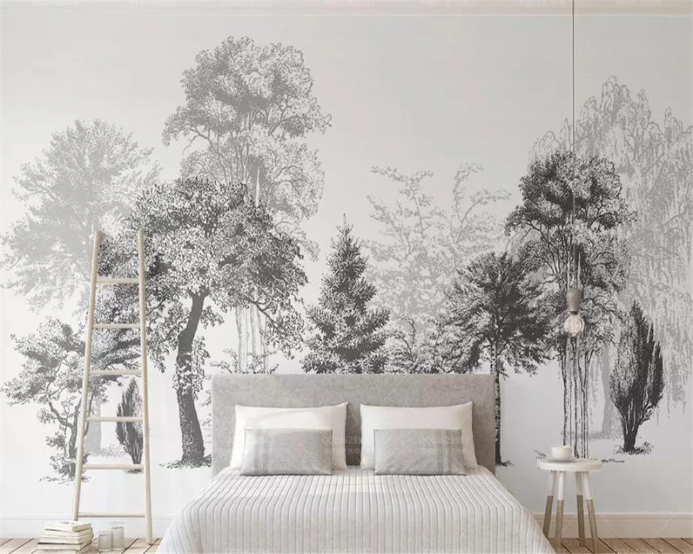 Пользовательские обои 3d современный минималистичный черный и белый эскиз стиль