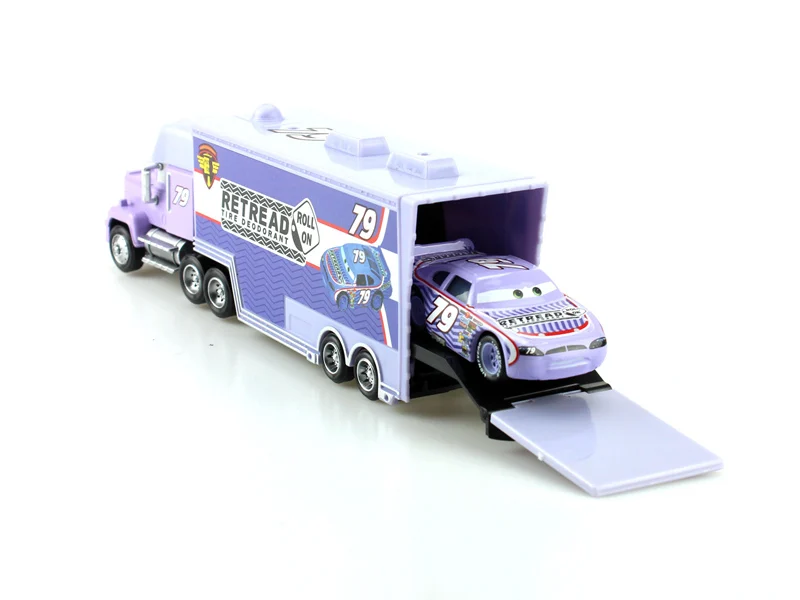 24 стилей disney Pixar Cars мак грузовик+ маленький автомобиль Маккуин Джексон Storm 1:55 литой металлический сплав автомобиль игрушки подарок для детей