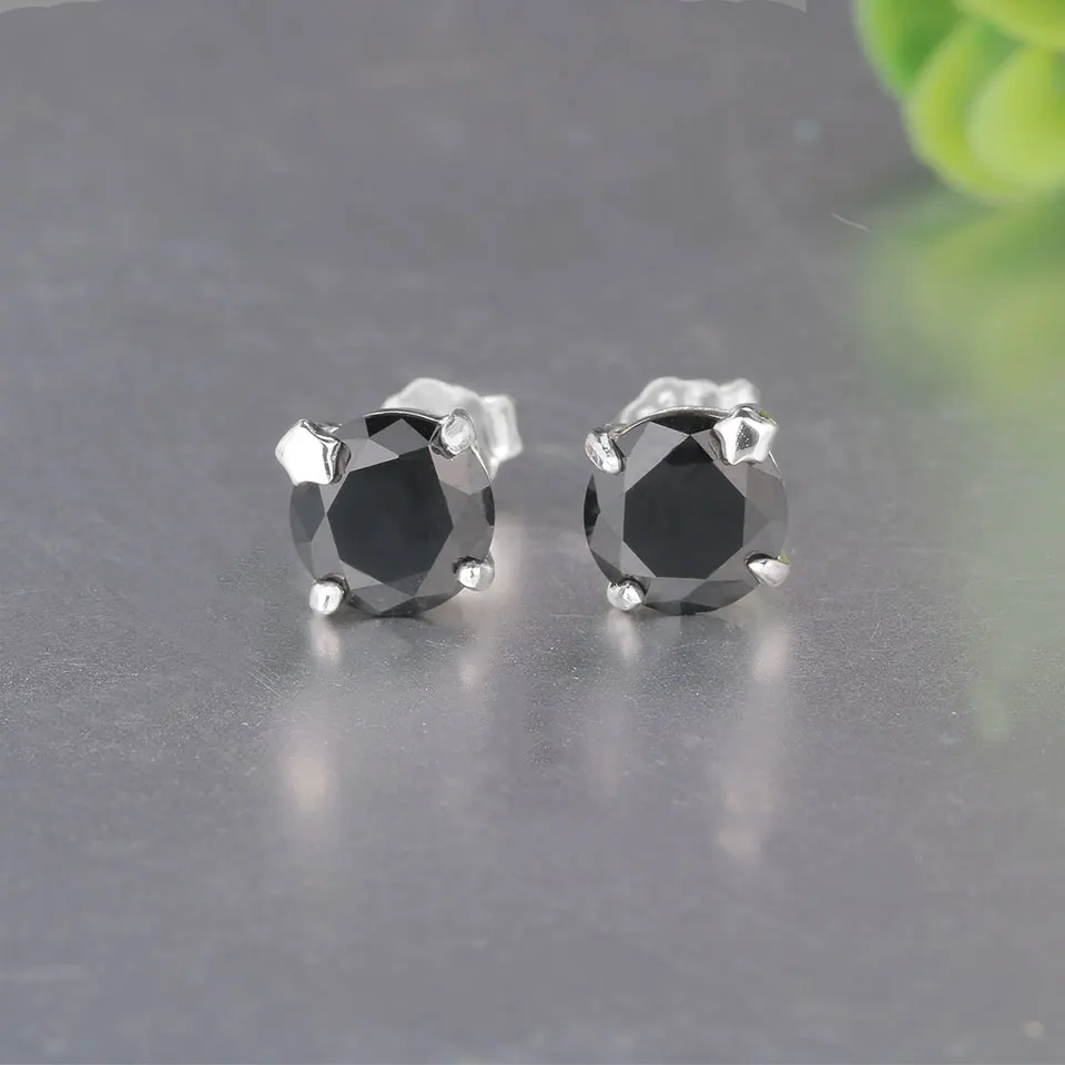 Kuololit Black Spine Solid 925 Sterling Silver Stud Earrings For Women Star Christmas Jewelry Wedding Fashion Party Gift | Украшения и