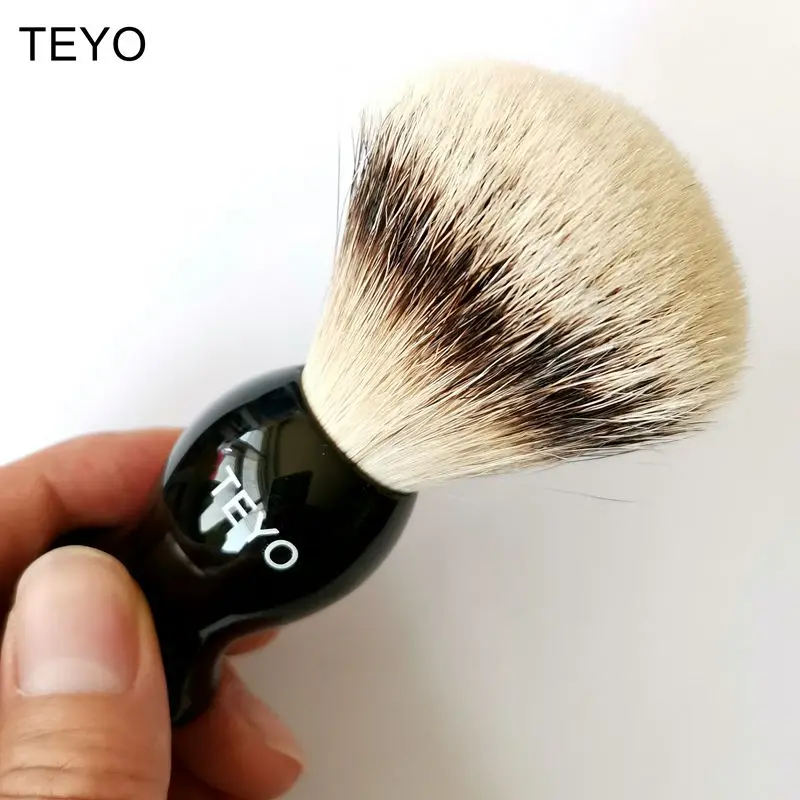 TEYO оригинальная супер кисть из серебристого барсучьего волоса, щетка для бритья и подставка для бритья, набор включает хромированную стойку и резиновую ручку, кисть для бороды