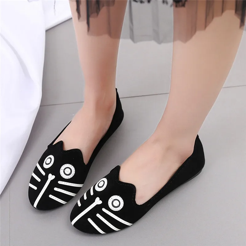 Новинка 2018 года сезон весна осень женские туфли на плоской подошве с рисунками