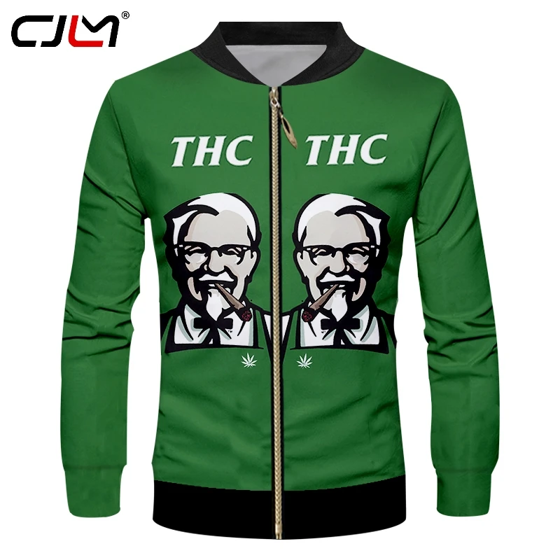 CJLM новые THC 3D Сублимация KFC X 420 ПРИНТ куртки пальто для мужчин хип хоп молния