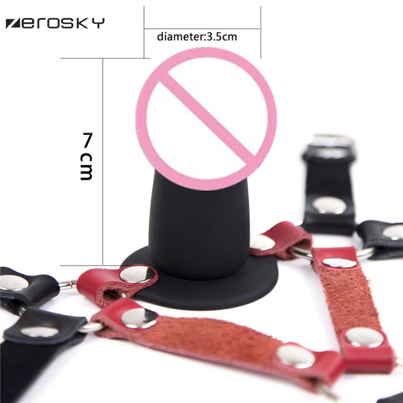 Zerosky Fetish Bondage Open Mouth Bite Silicone Penis Plug Dildo Gag Adult Sex Toys For Woman Couples Slave Game | Красота и здоровье