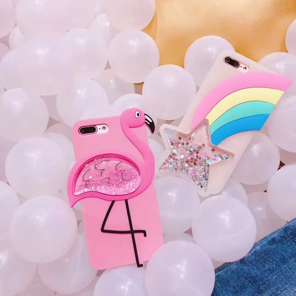 Для iPhone 11 Pro Max X XS XR 8 7 6 6S Plus чехол Ананас мороженое Фламинго радуга звезда Блеск каскады Мягкий силиконовый чехол